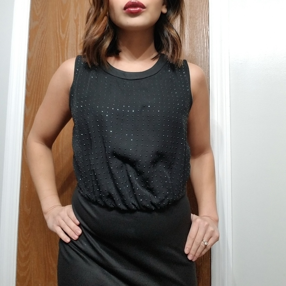 4/$12 Forever 21 Black Rhinestone Sleeveless Dre…